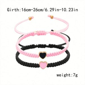 สร้อยข้อมือห่วงโซ่ทองชุบอัลลอยด์สีสันสดใสสไตล์ยุโรปอเมริกัน ปรับขนาดได้ พร้อมจี้รูปหัวใจถักทอ เหมาะสำหรับพี่น้อง ความมิตรภาพ ความรัก และวันครบรอบ - Product Image 4