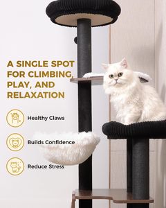 Modern Indoor <strong>cat</strong> Tree Tower Large <strong>cat</strong> <strong>Climbing</strong> <strong>Frame</strong> with Grab Posts and Perches Black Style Solid Construction and Stability - Product Image 4