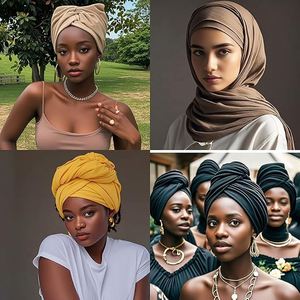 Custom Stretch African <b>Wraps</b> for Five-Color Set Women - Long Jersey Turban Headwraps Logo <b>Head</b> Scarf, Headbands - Product Image 3