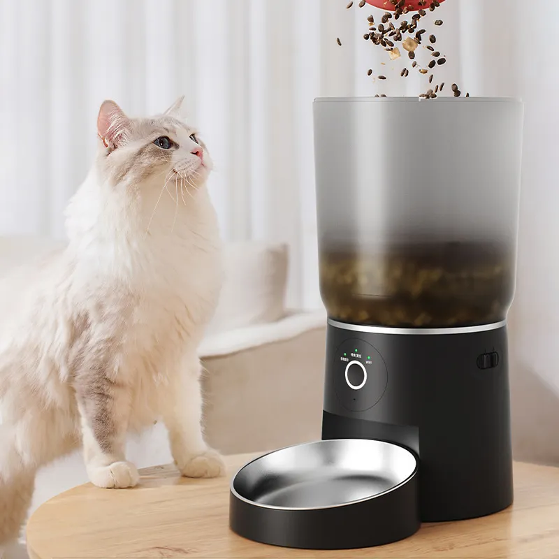 Tuya pemberi makan hewan peliharaan pintar, untuk anjing kucing 5L CIP mikro pemberi makan otomatis Wifi Remote Control Oval 5L sumber daya pengisian plastik