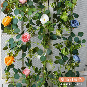 Austin Vine 6-Head Rose <b>Artificial</b> <b>Flower</b> Garland 30cm-100cm Wedding Decor Reusable Plastic Silk <b>Flowers</b> - Product Image 1