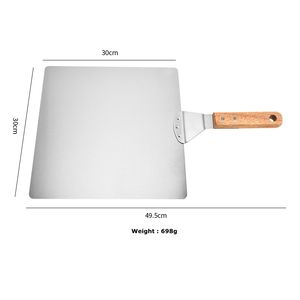 <b>Pizza</b> Cutter <b>Turning</b> <b>Peel</b> Rocker Spatula Baking Peelers Stainless Steel Wooden Handle Kitchen Accessories - Product Image 2