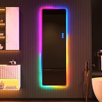 Miroir sur pied moderne personnalisé avec éclairage intégré, cadre en alliage d'aluminium argenté sans cuivre, verre HD 3-5 mm