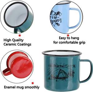 <span class=keywords><strong>Tasse</strong></span> en Émail Métallique Rouleau de Bord Rouge 8cm 350ml 12oz Personnalisable avec Logo pour Camping, Café, Vente en Gros - Product Image 4