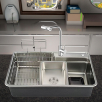 Évier rectangulaire en acier inoxydable à cuvette unique SUS304 Accessoire de nano traitement de surface brossé avec conception de robinet à crépine