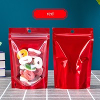 Sachets Mylar personnalisés brillants à fermeture éclair, transparents à l'avant, anti-odeur, pour emballage alimentaire, noix et snacks, refermables