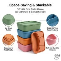 Boîte à bento en silicone 4 compartiments, anti-fuite, qualité alimentaire, pour enfants, école, sans BPA, non toxique, conteneur de stockage d'aliments pour bébé