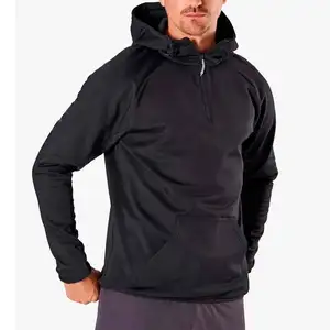 New Design Athletic Male Ultimate Training Quarter Zip Black Men Workout Sports Hoodies