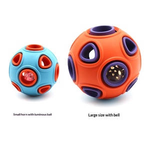 发光双层狗玩具球天然橡胶自清洁磨牙发声玩具 - Product Image 6