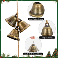 Nouvelles cloches à vent de style vintage, décorations de couronnes de Noël DIY, clochettes murales en métal avec cordelette, cornes en fer avec impression UV et placage