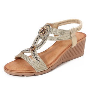 Women's New Fashion Comfortable Sandals Summer Outdoor Style <strong>Platform</strong> <strong>Wedge</strong> <strong>with</strong> Rhinestone Thick-Soled - Product Image 3