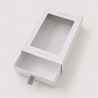 Boîte à tiroir personnalisée avec fenêtre transparente, boîte rigide en carton blanc, boîte à souvenirs, emballage cadeau pour vêtements de bébé nouveau-né