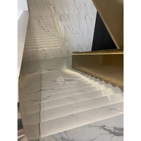 Prix d'usine de luxe intérieur Villa antidérapant pierre naturelle blanche marbre escaliers bande de roulement escalier carreaux