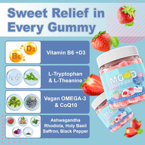 Gomitas calmadas de Ashwagandha sin azúcar de etiqueta privada con L-teanina vitamina D3 vegana Omega 3 y Rhodiola Rosea para mujeres y hombres - Product Image 2