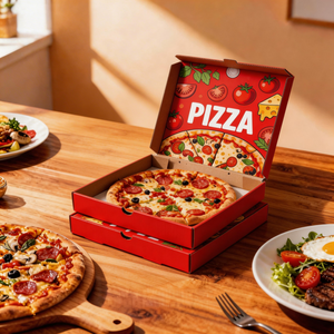 Cajas de Pizza de Papel Corrugado Impresas Personalizadas de Alta Calidad al por Mayor, Reutilizables, a Prueba de Fugas, con Logotipo - Product Image 1
