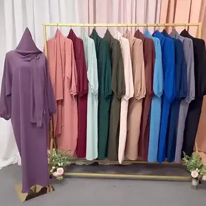 Vente en gros abaya de Dubaï abayas arabes de Turquie pour femme musulmane vêtements islamiques de couleur unie abaya Jilb pour femmes robe musulmane