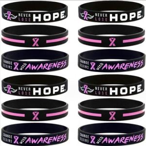 <b>Breast</b> Cancer Awareness pink Ribbon Medical Alert <b>Silicone</b> Wristbands Custom Bracelets logo - Product Image 2