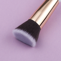 Kuas Foundation bagian atas datar label pribadi pegangan kayu putih Vegan lembut padat rambut mulus Kosmetik Concealer besar