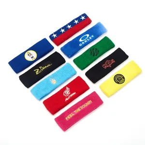 Top Selling elastic cotton embroidery custom weatband headband sport for women and men