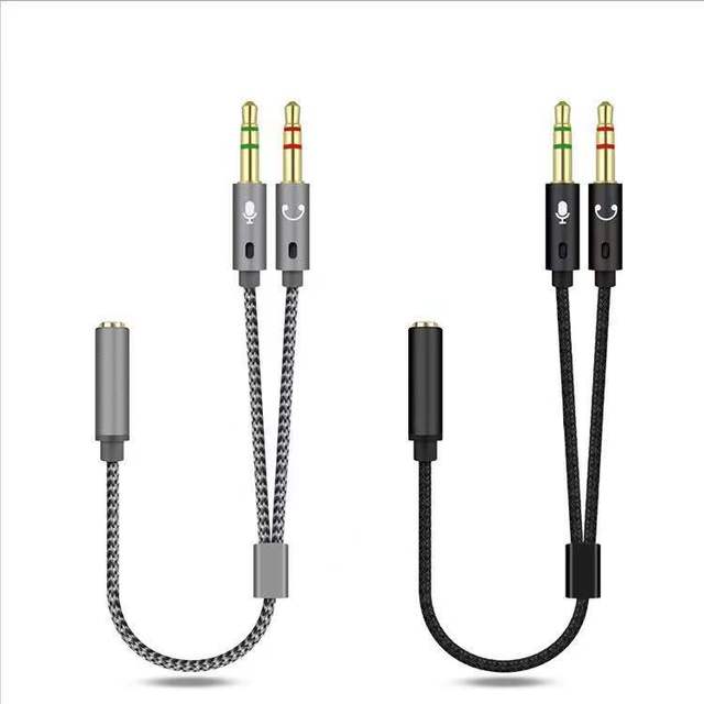 3.5mm Gold Plated Mic Audio Aux Y Splitter Cable 1 Female to 2 Male Cable