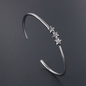 Retro Star Open C Shape <b>Titanium</b> Steel Bracelet Women's Fashion Bangle SZ032 - Product Image 2