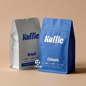 Custom Printed Tea Coffee Bean Flat Bottom Gusset Coffee <b>Packaging</b> <b>Bags</b> Coffee <b>Bags</b> with Valve and Zipper - Product Image 3