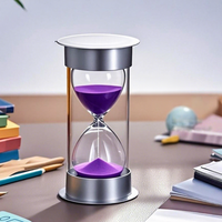 Sablier en verre argenté magnifique, minuteur de 5 minutes, idéal pour la cuisine, l'étude, la décoration de Noël ou comme cadeau – Vente chaude