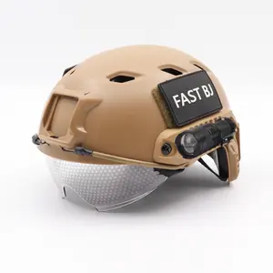 FAST PJ/BJ Model IBT1209 tactical helmet with cycle glasses/Flashight and clip set for cycling and CS Game play protection