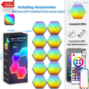 Smart App Control RGBIC Colors Modern DIY White <strong>Hexagonal</strong> Wall <strong>Light</strong> <strong>Panels</strong> Modular 12 Pack Gaming Led <strong>Lights</strong> Living Room - Product Image 1
