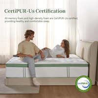 Matelas Queen COSTFULL 12 pouces hybride mousse à mémoire de forme et ressorts ensachés, fermeté moyenne, design moderne, garantie 10 ans, durable, pour école