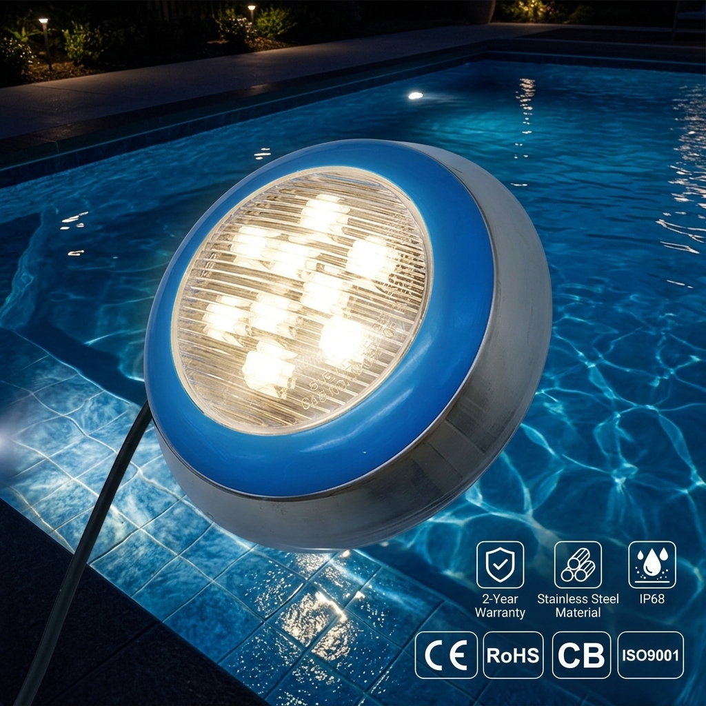 Outdoor Landscape RGB Color Changing IP68 Stainless Steel Surface Mounted 12V LED Swimming Pool Light with Remote Control