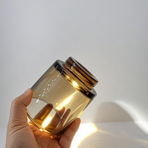 Grosir Lilin Aroma Terapi 290ml, Wadah Kaca Tebal Warna Amber Bening dengan Tutup Kayu untuk Dekorasi Dalam Ruangan Romantis - Product Image 2