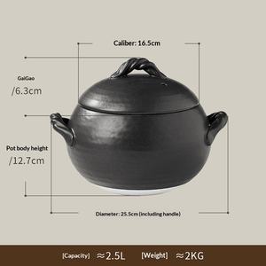 หม้อหุงข้าวเซรามิกรูปลูกเกาลัดสีดำทนอุณหภูมิสูงฝาหม้อดินเหนียวญี่ปุ่น - Product Image 6