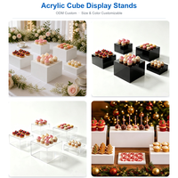 Ensemble de 8 présentoirs cubes en acrylique poli blancs, modernes et écologiques, pour cosmétiques et décorations de mariage