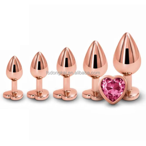 Dongkai Gold Rose Pink Klein Mittel Groß Groß Set Kristall Herz Runde Roinbow Metall Perlen Anal Plug Schmuck Edelstein Insert Sexy Toy - Product Image 1