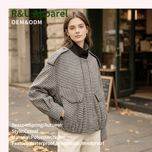 Vestes R&U pour femmes, nouveau style d'été, personnalisation complète, <span class=keywords><strong>veste</strong></span> bomber à col montant à manches longues à carreaux - Product Image 3