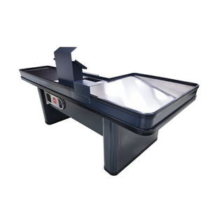 Mostrador de Caja Metálico Negro Comercial con Cinta Transportadora, Mesa de Caja Registradora POS para Hipermercados y Tiendas Minoristas - Product Image 4
