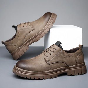 Zapatos casuales de cuero para hombre, suela de goma de tacón bajo, antideslizantes, para uso recreativo - Product Image 3