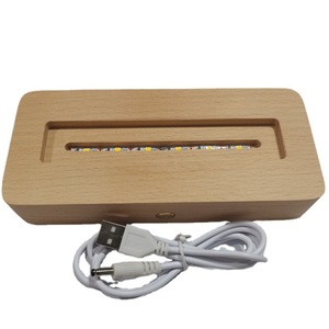 Hiện đại 3D Pha Lê USB ánh sáng ban đêm ấm trắng sáng gỗ rắn cơ sở đèn với nội bộ Chạm Khắc Đồ trang trí cho phòng ngủ - Product Image 3