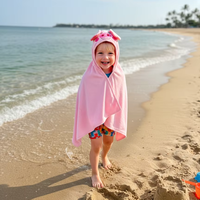 Serviette de surf en microfibre ultra douce et écologique, motif de dessin animé, vêtements de plage pour enfants, absorbant l'eau, séchage rapide, cape à capuche