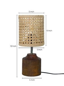 Handmade Rattan <b>Table</b> Lamp Woven Cylindrical <b>Bedside</b> Light <b>Rustic</b> Modern Decor for Living Room - Product Image 3