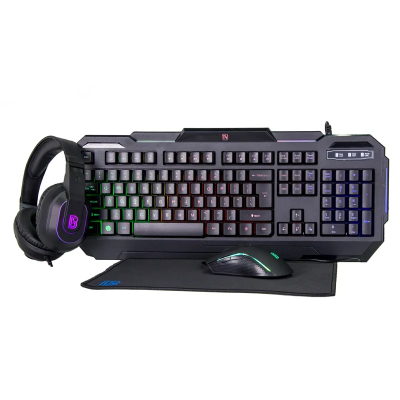 4 in 1 Gaming Keyboard And Mouse Handset And Mouse pad In Stock Small Quantity Fast Delivery , RGB/ Rainbow Bakc light