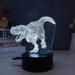 Lámpara de Anime Personalizada, Regalo de Navidad, Control Remoto Creativo, Acrílico, USB, LED RGB 3D, Serie de Dinosaurios, Lámpara Nocturna para Dormitorio - Product Image 5