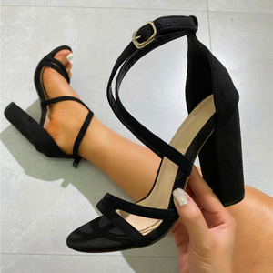 Nouvelles sandales d'été abricot confortables et polyvalentes à talons hauts et bout ouvert, chaussures décontractées grandes tailles - Product Image 6