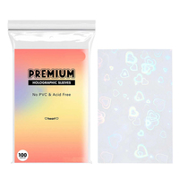Paquet de 100 pochettes holographiques pour cartes de photo Kpop en plastique sans acide, sans PVC, fines, pour les affaires, carte de protection en forme de cœur Sakura Flower