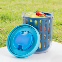 Gobelet à salade écologique à double couche avec drain de liquide, boîte à lunch portable pour étudiants avec fourchette, en plastique AS+PP, pour yaourt et fruits