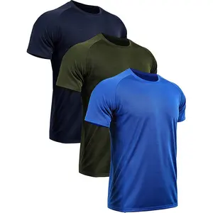 Heren Korte Mouw Fitness Snel Droog Heren Workout Polyester Spandex T Shirts