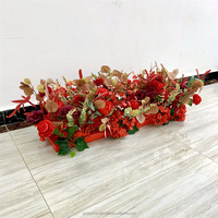 QSLH-D0145 Arrangements de mariage à prix avantageux, roses rouges, chemin de table, décoration de scène, fleurs pour mariage