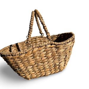 Panier en jacinthe d'eau de style français antique avec deux poignées pivotantes, panier de marché tissé à la main pour la décoration de ferme - Product Image 5