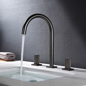 Grifo de Agua Fría y Caliente Moderno Minimalista Personalizable para Baño, con Placa de <span class=keywords><strong>Roca</strong></span>, Doble Control, Color Gris Acero y Cobre Rosa - Product Image 3